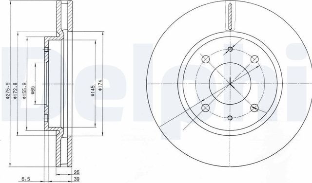 Тормозной диск Delphi передний для Mitsubishi Lancer IX 2003-2013. Артикул BG4068