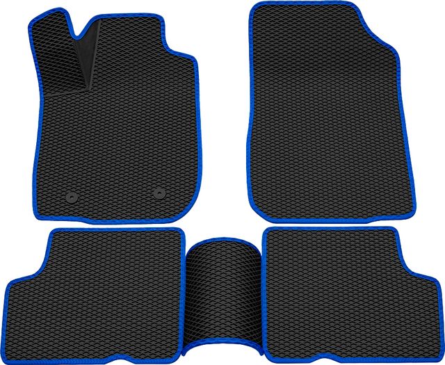 Коврики Rezkon 3D EVA ромб резиновые для салона Renault Logan I 2004-2015 Синий кант. Артикул 9229015103