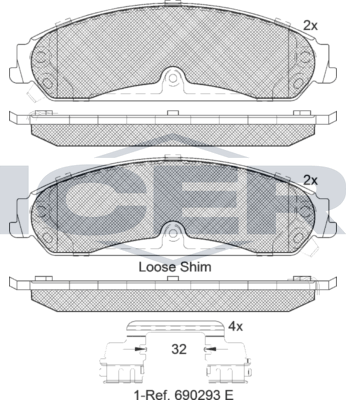 Тормозные колодки Icer для Dodge Challenger III 2008-2026. Артикул 182097