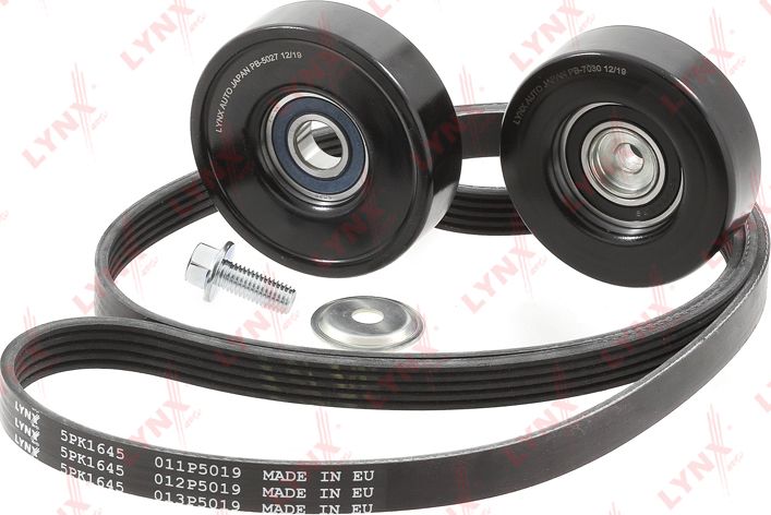 Приводной ремень поликлиновой с роликами (комплект) LYNXauto. Артикул PK-5038