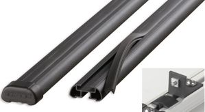 Багажные поперечины АПС Стандарт  L1300 на рейлинги (130 см) для Chevrolet Niva 2009-2020 (Аэродинамические дуги) ЧЕРНЫЕ. Артикул 2085-СП-02