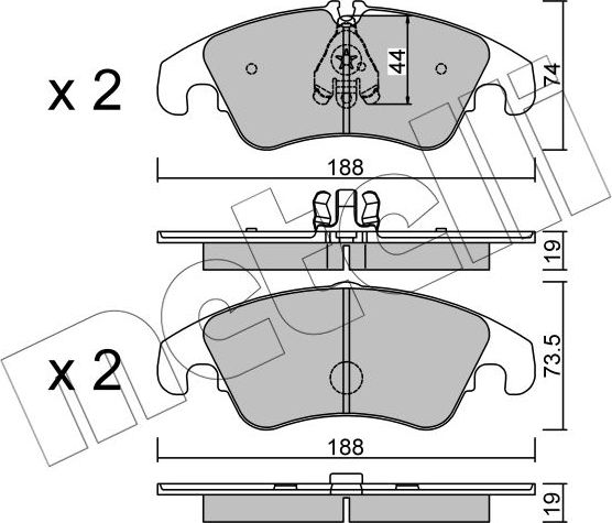 Тормозные колодки Metelli передние для Audi A4 IV (B8) 2007-2015. Артикул 22-0775-0