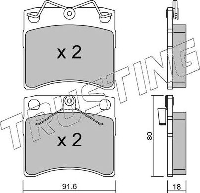 Тормозные колодки Trusting. Артикул 166.1