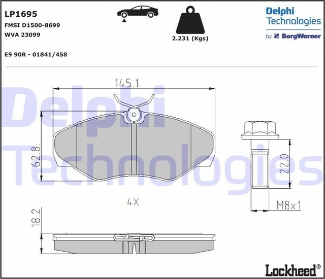 Тормозные колодки Delphi (Low-Metallic). Артикул LP1695