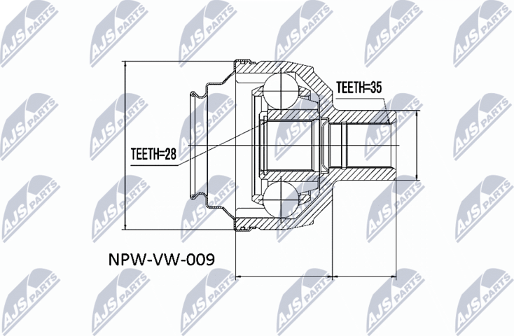Шрус внутренний (граната) NTY. Артикул NPW-VW-009