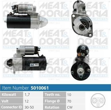 Стартер Meat & Doria для Mercedes-Benz A-Класс I (W168) 1998-2004. Артикул 5010061