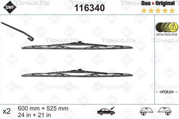 Щетки стеклоочистителя (дворники) SWF для Renault Laguna II 2001-2007. Артикул 116340