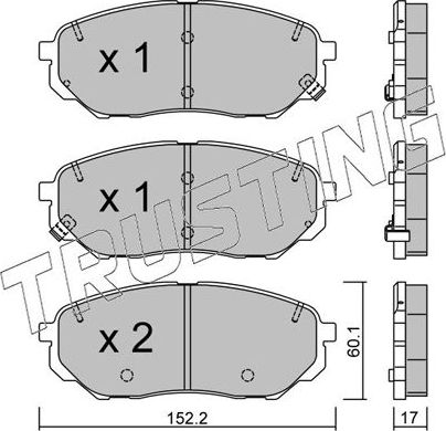 Тормозные колодки Trusting передние для Hyundai Santa Fe IV 2018-2026. Артикул 1096.0