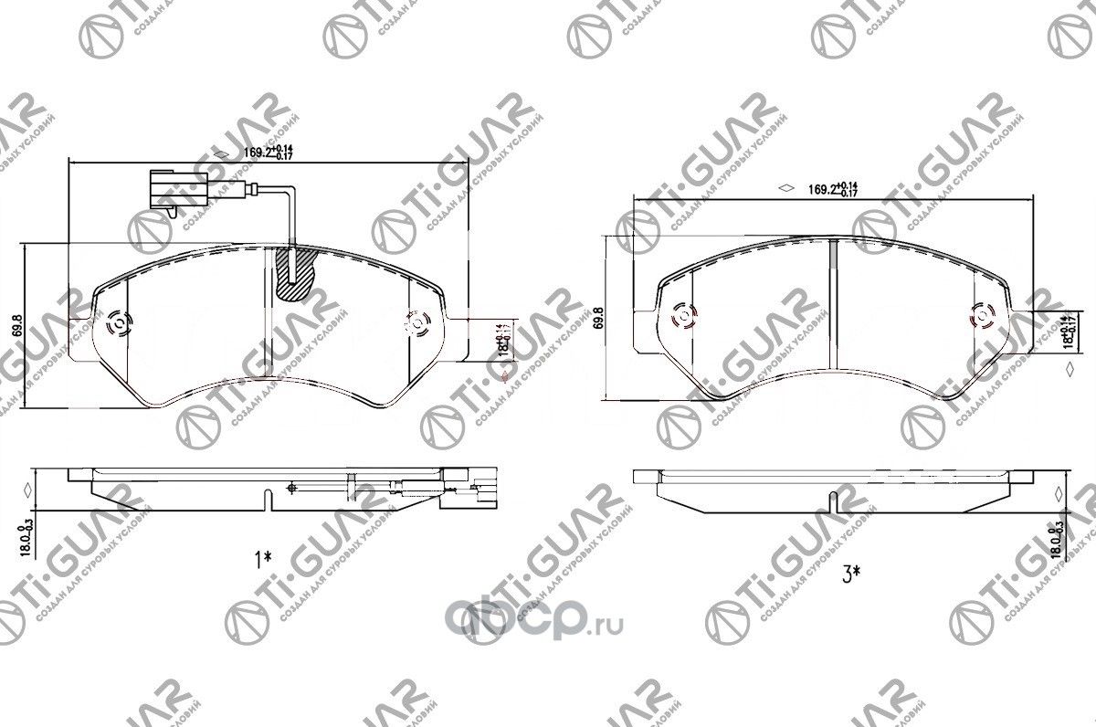 Тормозные колодки (TI-Guar). Артикул TG0516C