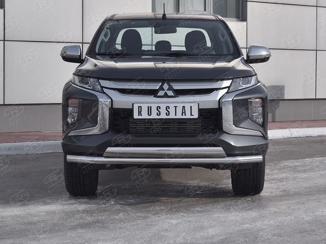 Защита RusStal переднего бампера d63 секции d75х42 дуга для Mitsubishi L200 V рестайлинг 2018-2026. Артикул ML2Z-003262