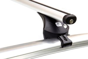 Багажник на интегрированные рейлинги Amos Boss для Mitsubishi Outlander III 2013-2021 (Аэродинамические дуги с замком). Артикул boss-f1.2l