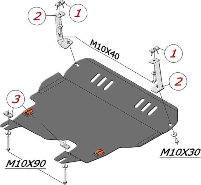 Защита алюминиевая Alfeco для картера и КПП Volkswagen Polo III 1994-2000. Артикул ALF.26.27 AL4