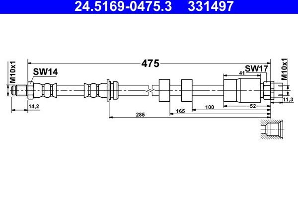 Тормозной шланг ATE. Артикул 24.5169-0475.3
