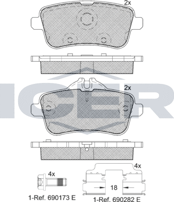 Тормозные колодки Icer. Артикул 182072-067
