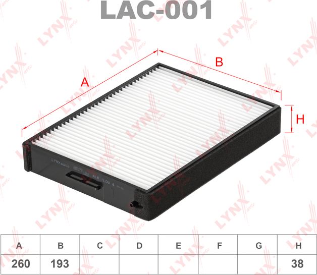 Салонный фильтр LYNXauto. Артикул LAC-001