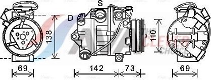 Компрессор кондиционера AVA ** CLEVER FIT ** для BMW X5 II (E70) 2006-2010. Артикул BWAK452