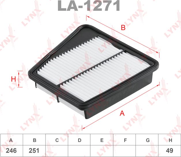 Воздушный фильтр LYNXauto. Артикул LA-1271