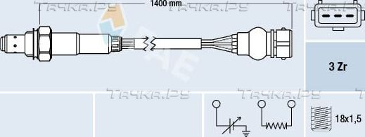 Лямбда-зонд (кислородный датчик) FAE для Volkswagen LT I 1989-1996. Артикул 77317