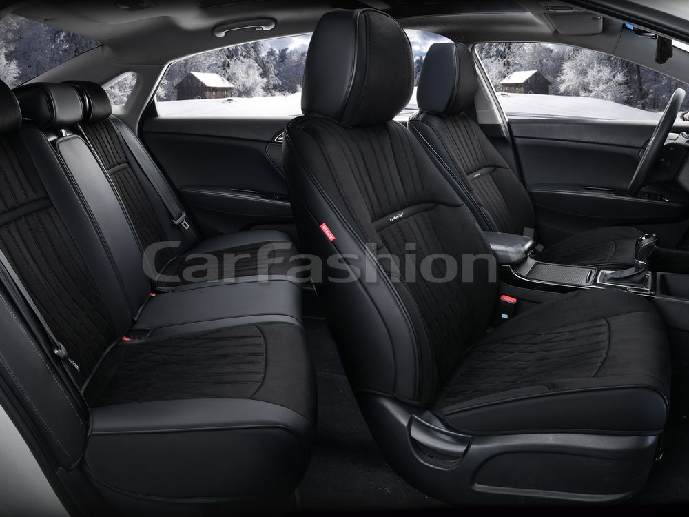 Чехлы универсальные каркасные CarFashion 5D Diplomat Plus на сидения авто, цвет Черный/Черный/Черный. Артикул 27308