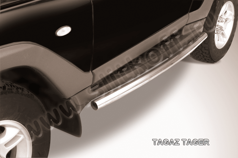Защита Slitkoff штатного порога d57 для ТагАЗ Tager 3-дв. 2008-2026. Артикул TAT011