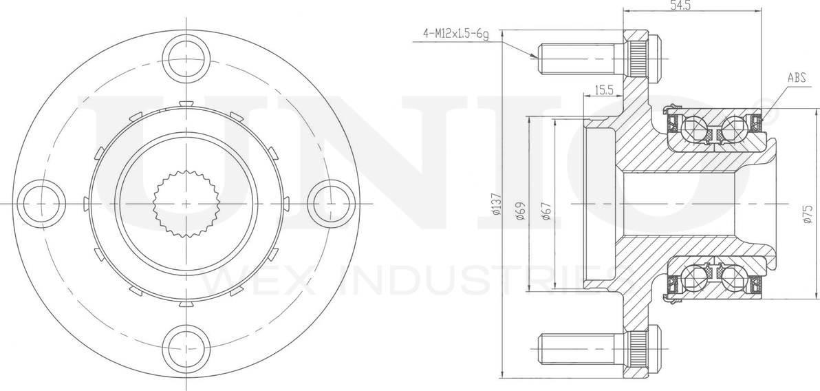 Ступица колеса с интегрированным подшипником (Unio). Артикул HUB-20093
