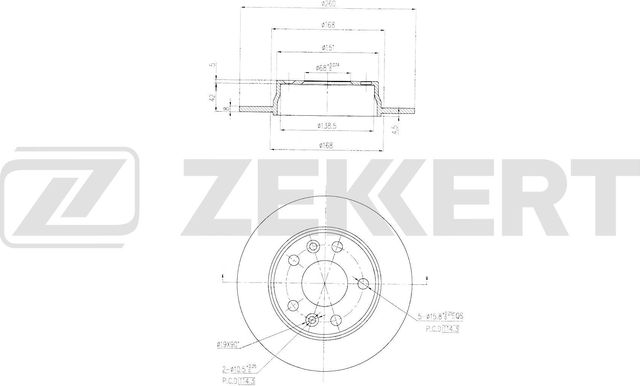 Тормозной диск Zekkert задний для Renault Megane IV 2015-2026. Артикул BS-6805