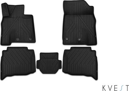 Коврики KVEST 3D для салона Lexus LX 570 III рестайлинг 2015-2024 Черный, черный кант. Артикул KVESTLEX00002K