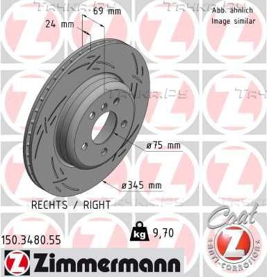 Тормозной диск Zimmermann Black Z задний правый для BMW 7 V (F01/F02/F04) 2008-2015. Артикул 150.3480.55