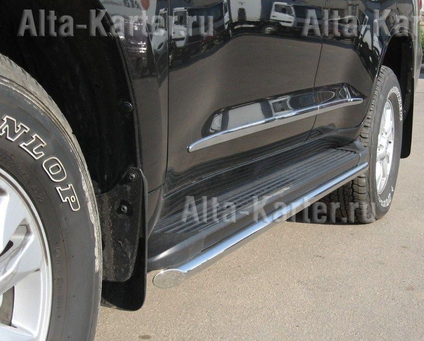 Защита порогов RusStal труба d42 (вариант 1) для Nissan Patrol Y61 1998-2003. Артикул PYT-0000991