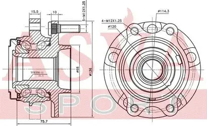Ступица передняя с магнитным кольцом абс (Asva) Asva. Артикул NSWHZ51MFR