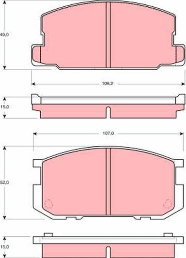 Тормозные колодки TRW передние для Daihatsu Charmant 1981-1987. Артикул GDB954