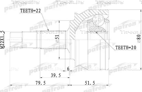 Шрус наружный (граната) Patron. Артикул PCV1073
