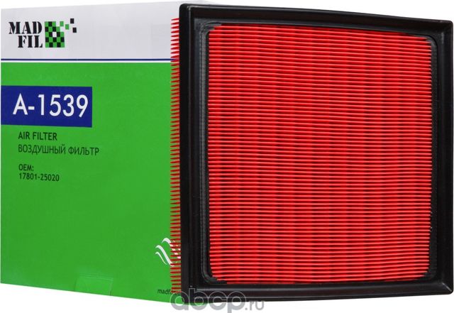 A-1539 Фильтр воздушный (17801-25020) (Madfil). Артикул A1539