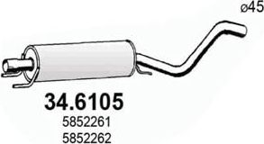 Глушитель (средняя часть) Asso для Opel Astra H 2004-2014. Артикул 34.6105