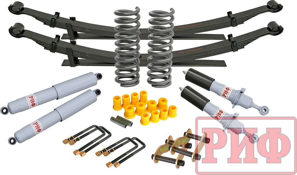 Лифт-комплект РИФ газовый жесткий для Nissan Navara D40 2004-2015, лифт 40 мм. Артикул RIF-D40-C-G