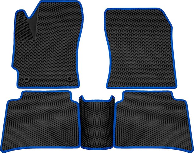 Коврики Rezkon 3D EVA ромб резиновые для салона Toyota Corolla E210 2019-2026 Синий кант. Артикул 9234015303