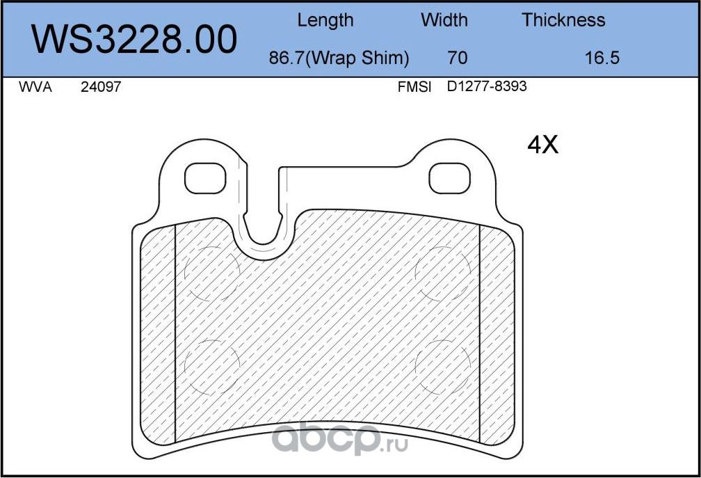 Колодки тормозные дисковые | зад | (Jeenice). Артикул WS3228.00