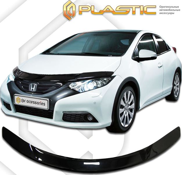 Дефлектор СА Пластик для капота (Classic черный) Honda Civic 5D 2011-2017. Артикул 2010010109349
