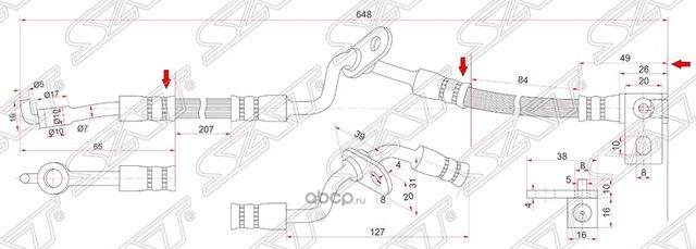 ШЛАНГ ТОРМОЗНОЙ MAZDA CAPELLA 02- KH-87991ПЕРЕДНИЙ (SAT). Артикул STGJ6A43980