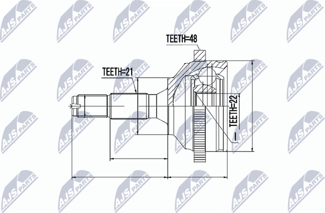 Шрус внутренний (граната) NTY передний для Peugeot 206 1998-2013. Артикул NPZ-PE-020