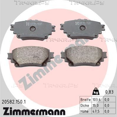 Тормозные колодки Zimmermann задние для Lexus UX I 2020-2026. Артикул 20582.150.1