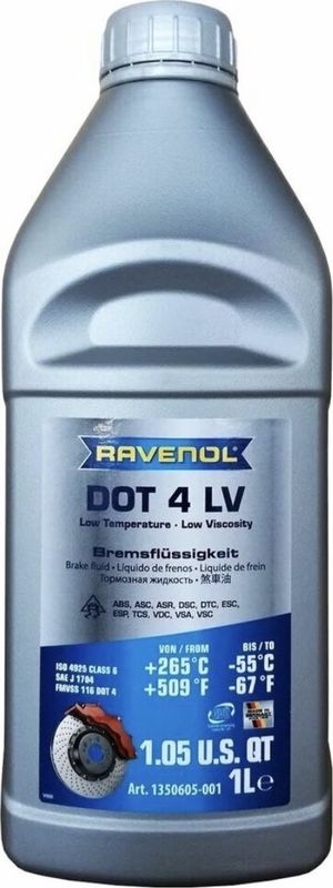 Тормозная жидкость DOT 4 LV (1л) (Ravenol). Артикул 4014835862326