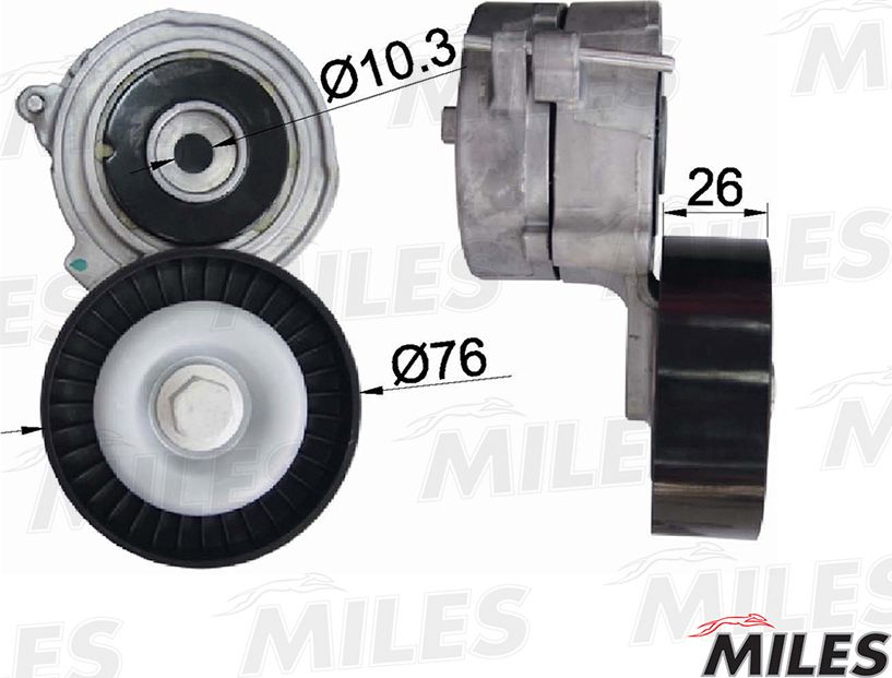 Натяжной ролик (натяжитель) приводного клинового зубчатого ремня Miles. Артикул AG00043