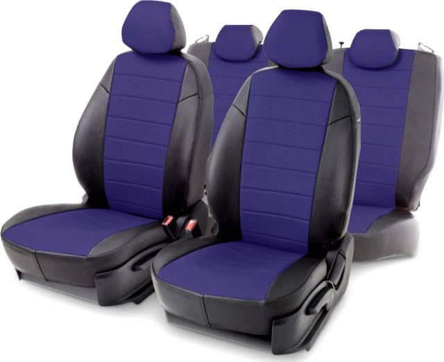 Чехлы Seintex (экокожа) на сидения для Subaru Forester III 2008-2012, цвет Синий. Артикул 316722