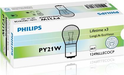PY21W 12V-21W (BAU15s) (увелич. срок службы) LongLife EcoVision Philips LongLife EcoVision. Артикул 12496LLECOCP