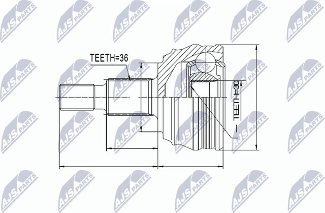 Шрус внутренний (граната) NTY передний/задний для Audi S3 I (8L) 1999-2003. Артикул NPZ-VW-007