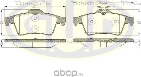 Тормозные колодки G.U.D. задние для Mazda 3 II (BL) 2008-2014. Артикул GBP084220