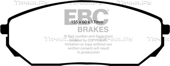 Тормозные колодки EBC Brakes передние для Kia Sorento I 2002-2011. Артикул DP61557