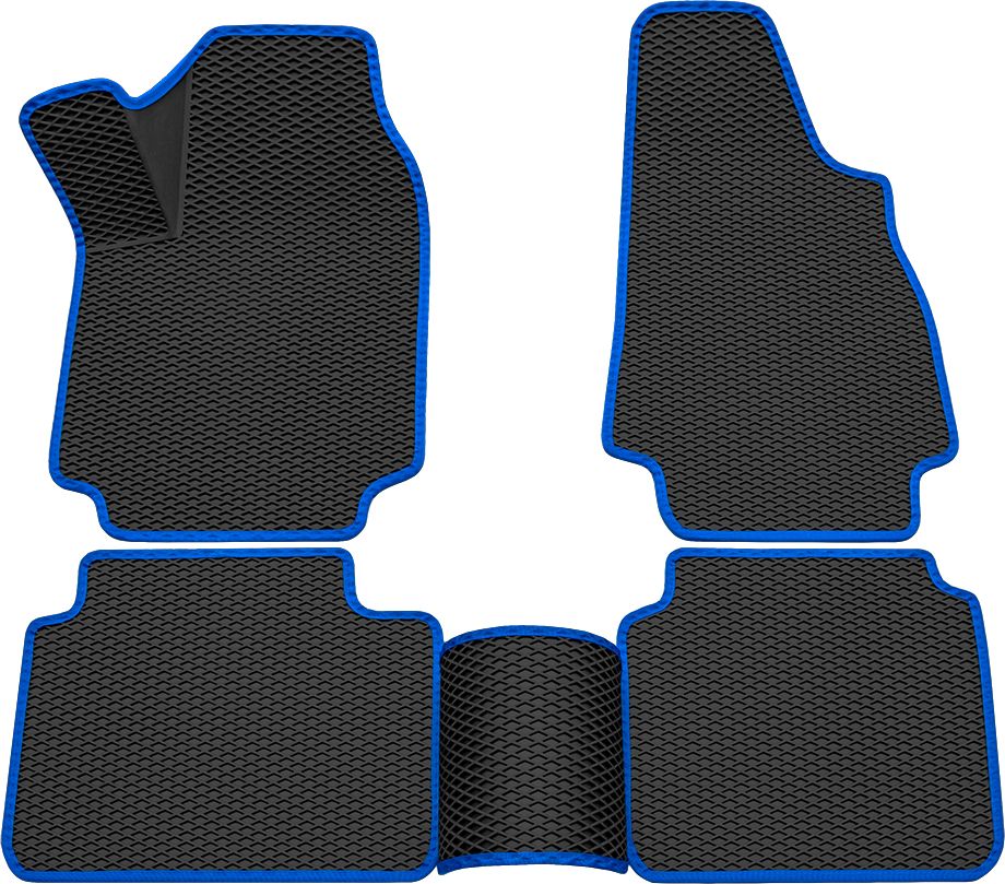 Коврики Rezkon 3D EVA Ромб резиновые для салона Lada 2121, 21213, 21214 4х4 2009-2026 Синий кант. Артикул 9239035103