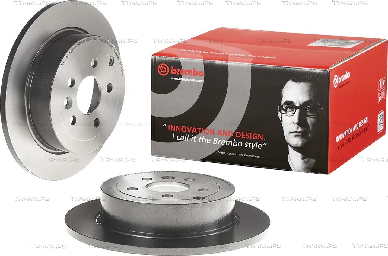 Тормозной диск Brembo PRIME LINE - UV Coated задний для Land Rover Freelander II 2006-2014. Артикул 08.9913.11